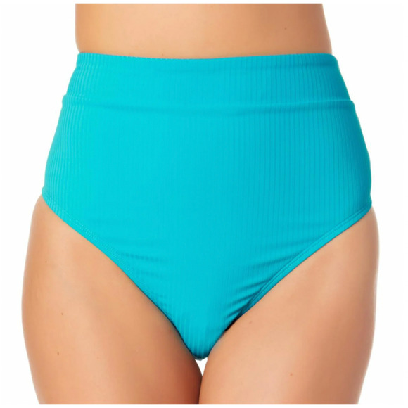 California Waves High Waisted Swim Bottoms Ribbed Chic Womens Juniors Medium NWT - Picture 1 of 7